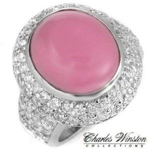 🆕️ CHARLES WINSTON Pink Jade & CZ Ring